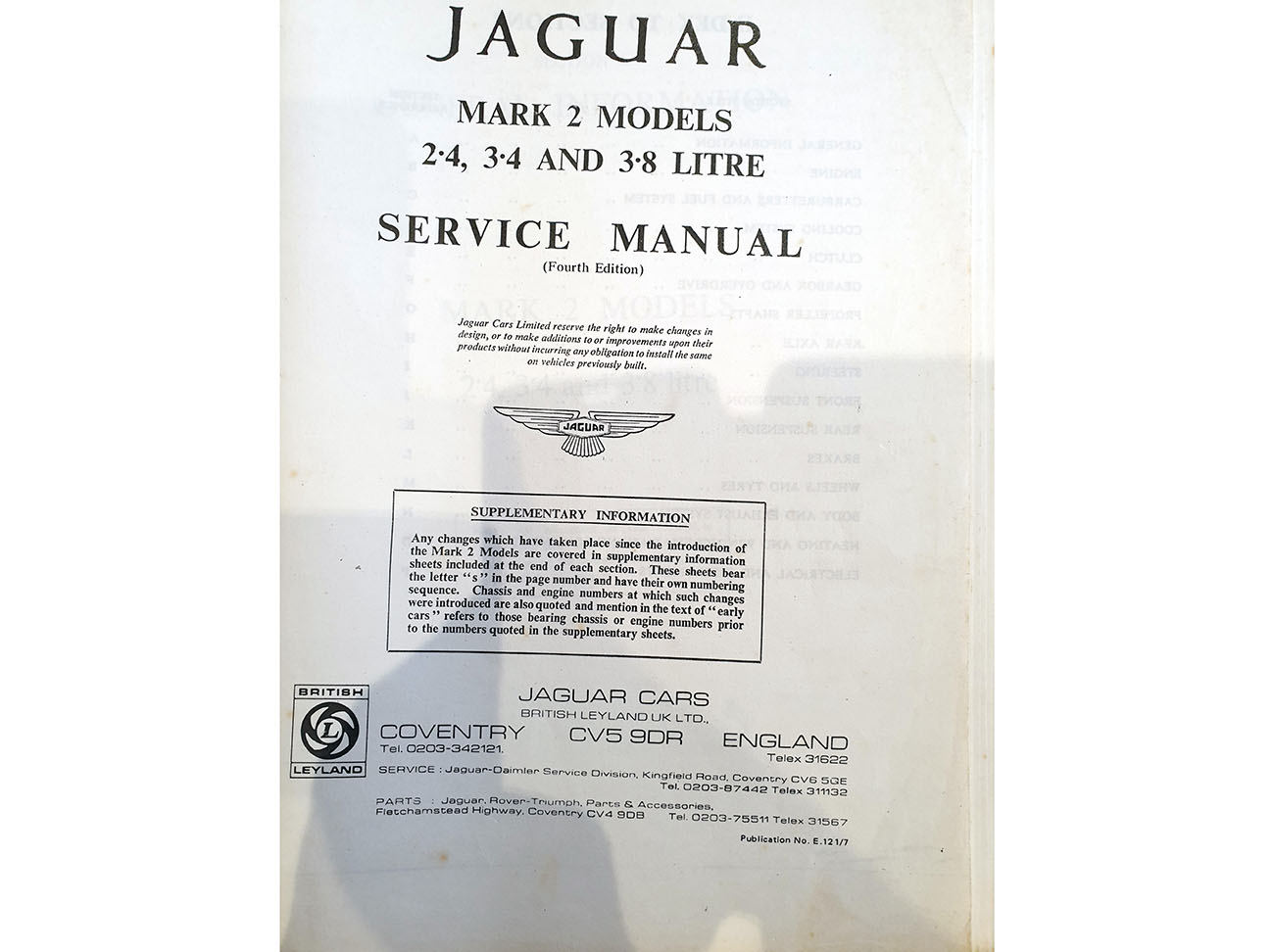 SERVICE MANUAL Jaguar Mk 2